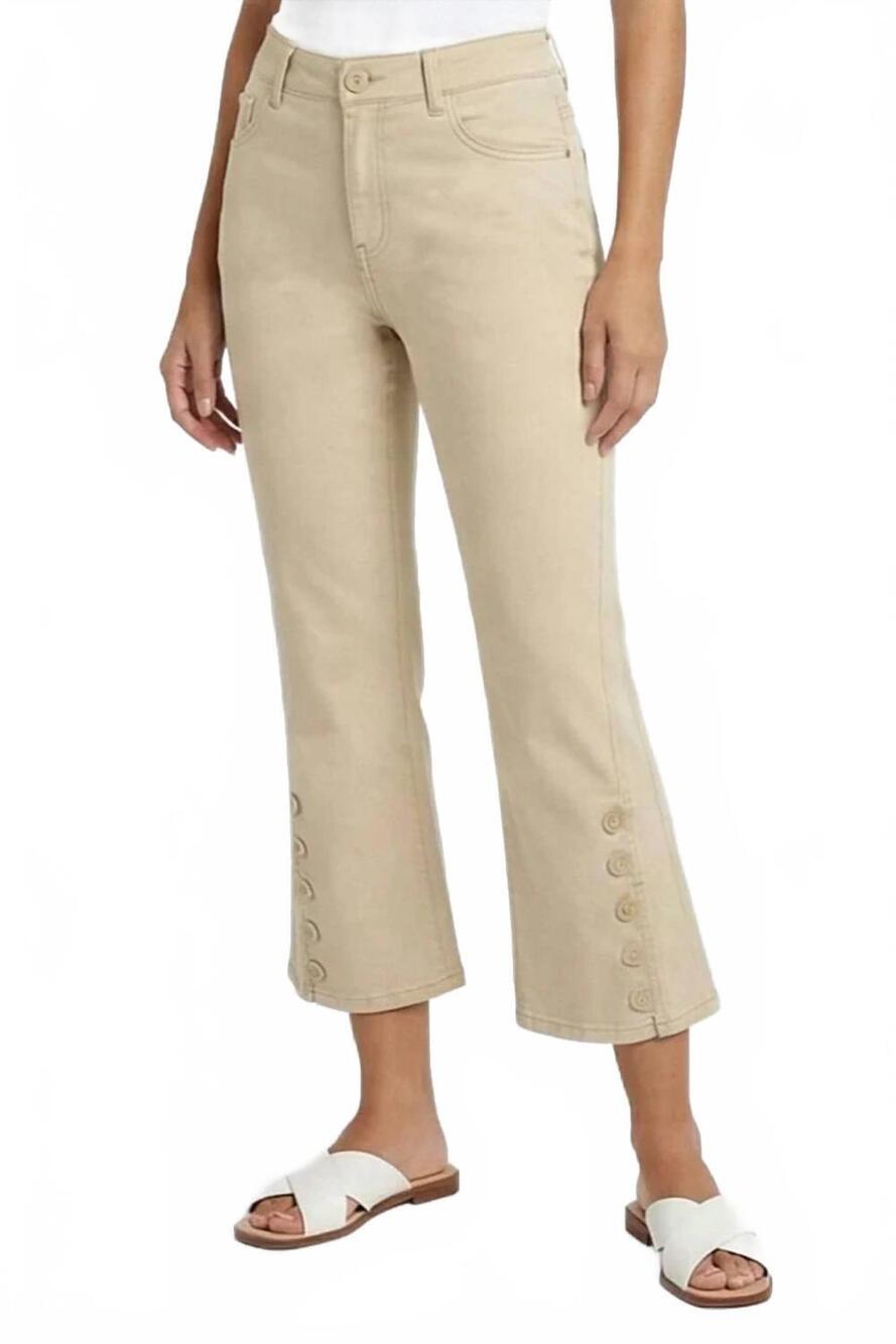 NEW ETHYL ashley capri button crop pants in beige